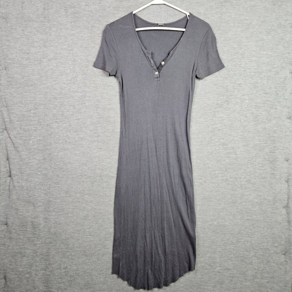 Monrow Women's Ribbed V-neck Short Sleeve Dress Size S